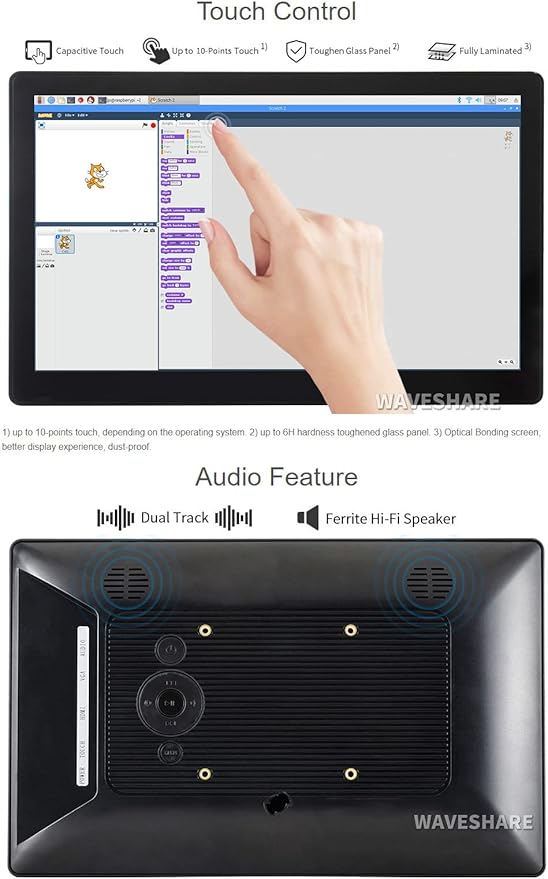 waveshare 11.6inch Capacitive Touch Screen LCD with Case Compatible with Raspberry Pi 4B/3B+/3A+/2B/B+/A+/Zero/Zero W/WH/Zero 2W CM3+/4 1920×1080 Resolution HDMI IPS Supports Jetson Nano/Windows