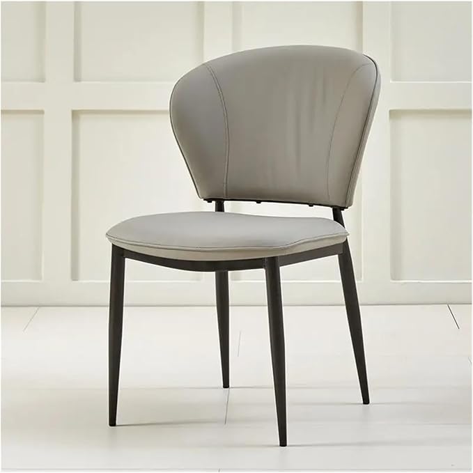 Adjustable Office Computer Chair with Armrest 1pcs Modern Simple Leisure High Backrest Leather Dining Chair Home Furniture(Light Grey)