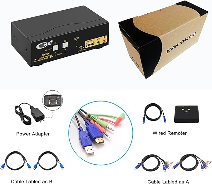 CKL HDMI KVM 2 Port 4K 30Hz Dual Monitor Extended Display (CKL-922HUA)