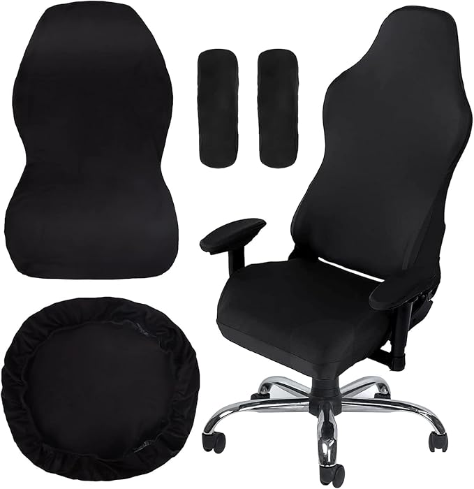 Screwcoovers Extendable Gaming Chair Black Covers – Ergonomic Office Computer Chair for Gaming Office Chair (No Chair)