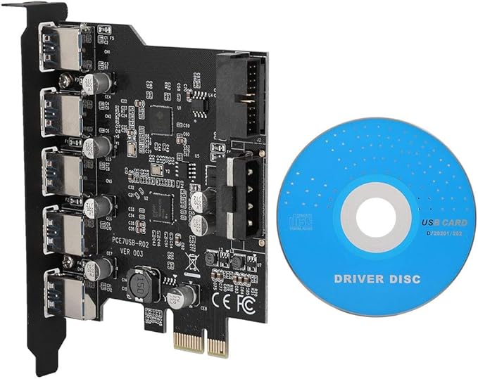 19PIN PCI-E to 5 Port PCI Express USB Hub Converter USB 3.0 Expansion Card Adapter with Driver CD for XP Vista and 7 etc