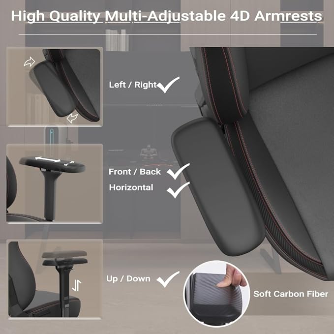 PC Gaming Chair Ergonomic Office Chair Desk Chair with Lumbar Support Flip Up Arms Headrest PU Leather Executive High Back Computer Chair for Adults Women Men (PU Black)