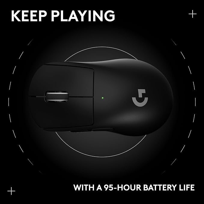 Logitech G PRO X Superlight 2 DEX Wireless Gaming Mouse 60g pro-Grade Right-Handed Mouse with 5 programmable Buttons USB-C Charging 44k DPI Sensor up to 8 kHz Polling for PC/Mac - Black