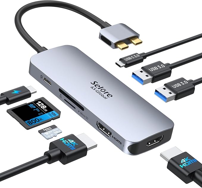 Selore Docking Station for MacBook Pro Air USB C Hub for MacBookDual HDMI Adapter for USB for MacBookDocking Station Dual Monitor for MacBook Pro Air with Dual HDMIUSB C2 USB APDSD/TF Reader