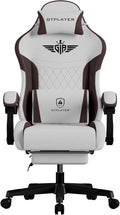 GTPLAYER Gaming Chair Video Game Chairs with Footrest and Lumbar Support Computer Chair for Adults with Extended Backrest Ergonomic Reclining Silla Gamer Fabric Brown