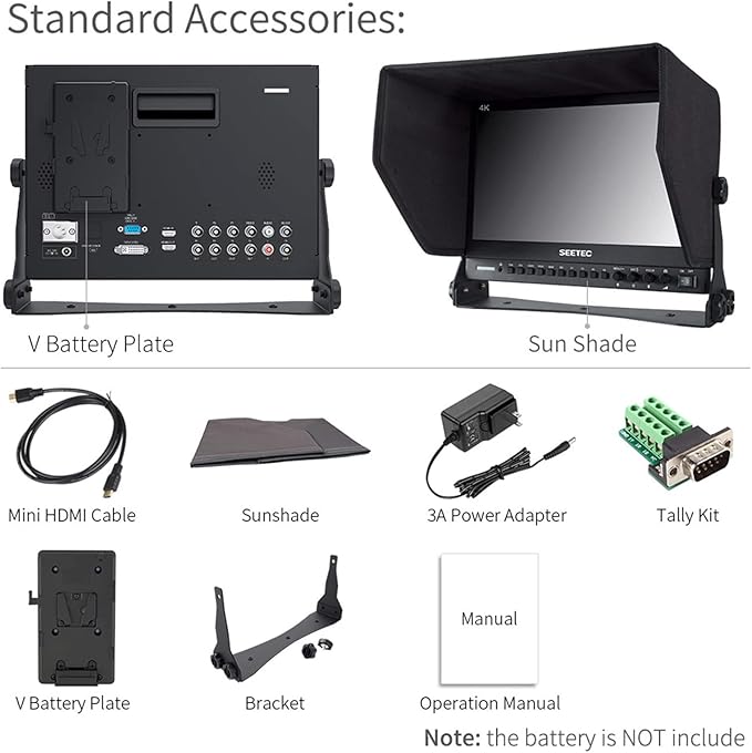 SEETEC P133-9HSD 13.3 Inch Pro SDI Broadcast Monitor Professional LCD Director Studio Production Monitoring IPS Screen Full HD 1920×1080 Aluminum Design with 3G-SDI 4K HDMI AV YPbPr