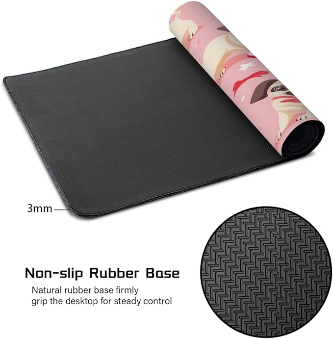 Pink Animal Puppy Dog Large Mouse Pad Gaming Mousepad Desk Mat for Desktop Computer Keyboard Waterproof Mouse Mat Desk Pad with Non-Slip Base for Game School Office Home 35.4 x 15.7