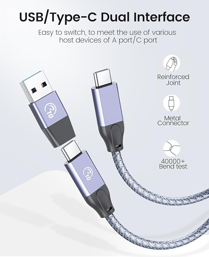 ORICO 7 Port USB Hub 10Gbps Aluminum USB 3.2 Gen 2 Hub 6 USB 3.2 Data Ports PD 60W Ports 1.64Ft C to C Cable USB Data Hub for Laptop