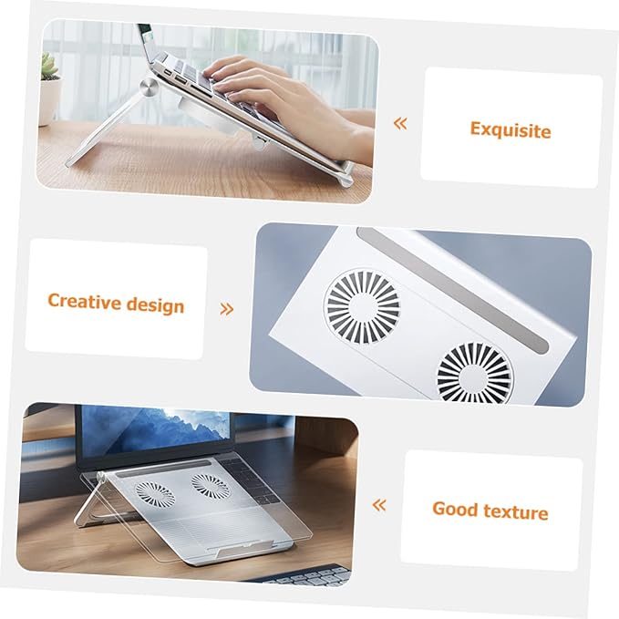Uonlytech Laptop Cooling Rack with Dual Fans Slip Silicone Multipurpose Notebook PC Holder Quiet Ventilation Stand for Enhanced Airflow and Ergonomic Support