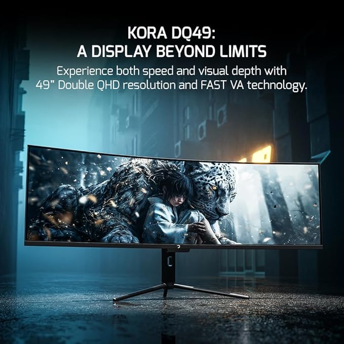 GAMEPOWER DQ49 inch Curved Ultrawide Gaming Monitor 1Ms 120Hz Refresh Rate 32:9 DQHD 5120 x 1440P R1800 99% sRGB HDR400 DisplayPort Type-C FreeSync Gsync Height - Tilt Adjustable