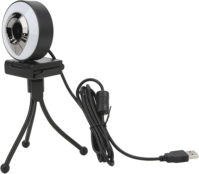 1080P HD Web Camera USB2.0 Autofocus White and Warm Fill Light Desktop Laptop Webcam - Clear Video 360 Degree Rotation Video Calling for PC and Conferencing