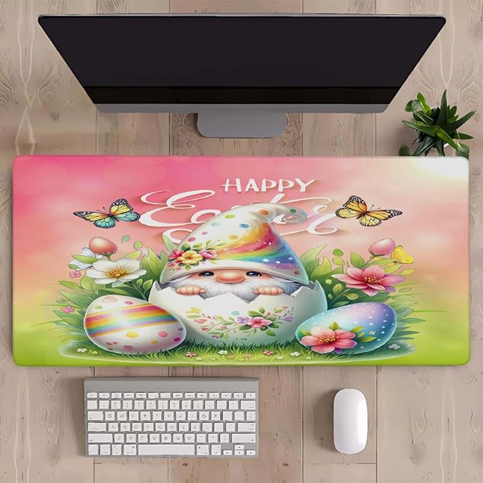 Large Easter Mouse Mat Computer Mousepad with Non-Slip Rubber Base Waterproof Mouse Pad Desktop Keyboard Pad for GamerHome School Laptop Office Accessories16x35.5inA (24)