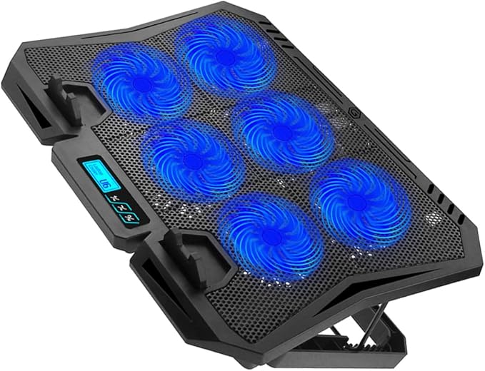 BESPORTBLE Laptop Cooling Pad 15.6-inch Quiet Fan Stand with Adjustable Speed Blue LED for Gaming and Office Laptops PC Cooler Holder Compatible with Notebooks