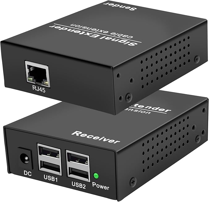 USB Over IP Extender Up to 492FT(150m) 4-Port USB Hub Over Ethernet Cat6/Cat5a/Cat7 Plug &amp Play No Driver via Gigabit LAN