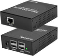 USB Over IP Extender Up to 492FT(150m) 4-Port USB Hub Over Ethernet Cat6/Cat5a/Cat7 Plug &amp Play No Driver via Gigabit LAN