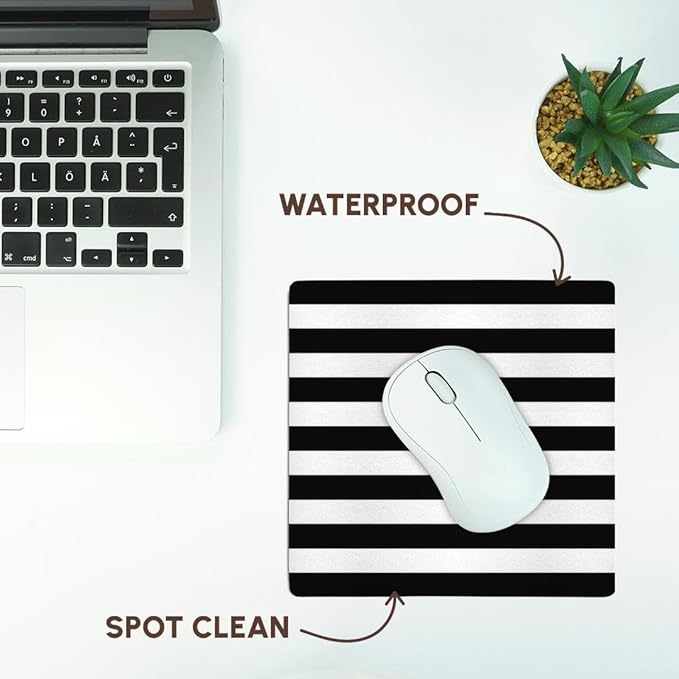 3dRose LLC 8 x 8 x 0.25 Inches Mouse Pad Stylish Contemporary Stripes Black/White (mp_56663_1)