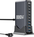 880W USB C Charger Block10-Port USB C Charging Station GaN IV Travel Essentials Multiple Port Charging Station140W Laptop Fast Charger Adapter for MacBook Pro/AirDELLiPadiPhoneSamsung Galaxy
