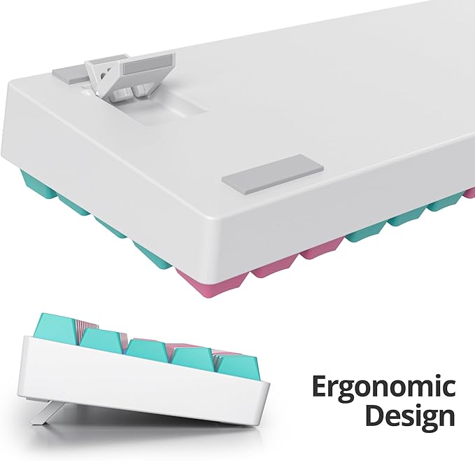65 Percent Gaming Keyboard Mechanical with Linear Red Switch 65% Wired Ultra-Compact Mini Pink Keyboard LED with PBT Keycaps for Ps4/Ps5/Xbox(68 Miami)