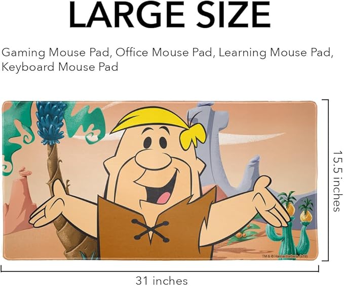 The Flintstones Barney Character Large Gaming Mouse Pad Desk Mat with Stitched Edges Non-Slip Base for Gamer Home and Office 31.5 x 15.7