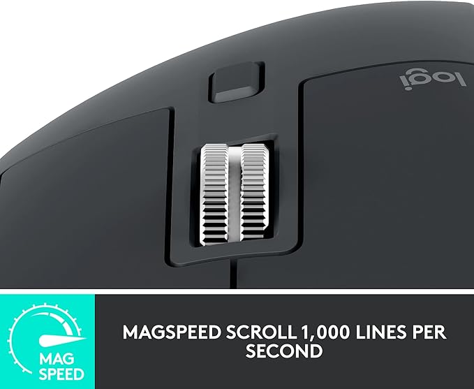 Logitech MX Master 3S for Business Wireless Mouse with Quiet Clicks 8K DPI Secured Logi Bolt USB Receiver Bluetooth USB-C Charging MagSpeed Scrolling Windows/Mac/Chrome/Linux - Graphite