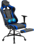 Ergonomic Gaming Chair PU Leather Massage Gaming Chair with Footrest/Armrest/Lumbar Support for Adults Gaming Work Study Racing Style Computer Chairs Big and Tall Gaming Chair