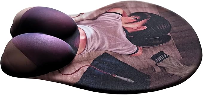 Funny Kawaii Ergonomic Mouse Pad Cute Sexy Anime Computer Mouse Pad with Wrist Rest Dark Grey