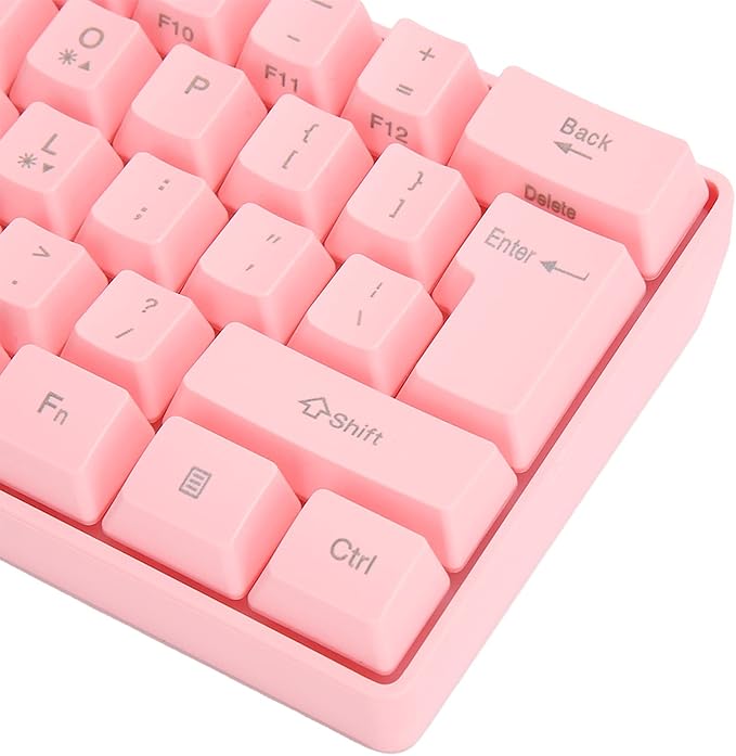 GOWENIC V700 Wired Mechanical Illuminated Gaming Keyboard RGB Backlit Gaming Keyboard with USB 61 Keys Red Backlit Computer Key-Board for Both Laptop and Desktop (Pink)