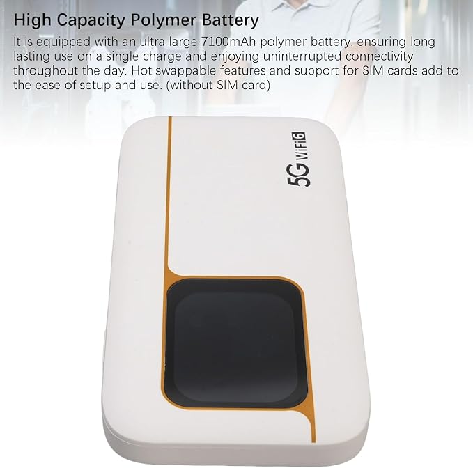 fosa 5G Mobile Hotspot Portable WiFi Router with 7100mAh Battery and WIFI6 Support for Travel Home Gaming Up to 16 Devices 2.77Gbps Speed IP67