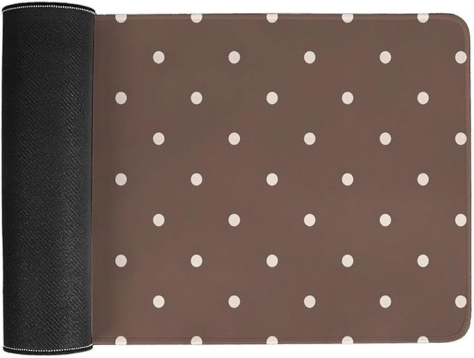 Brown and White Polka Mouse Pad Large Desk Mat Extended Keyboard Mouse Pad with Non-Slip Base and Stitched Edge Mouse Mat Desk Pad 30x16 Mouse Pads for Desk Home Office Gaming