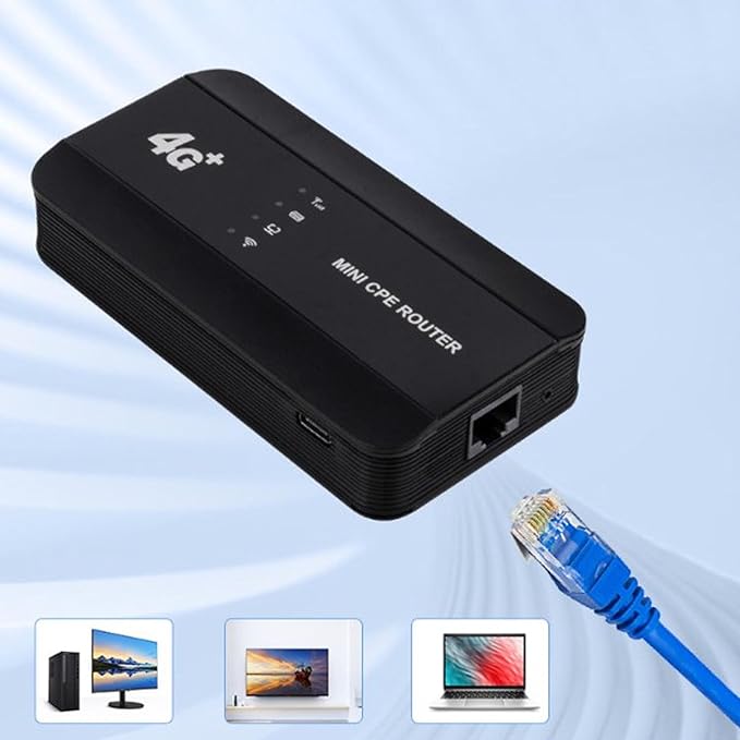 4G WiFi6 Mobile Hotspot 300Mbps High Speed Up to 10 Users Connection 3000mAh Battery RJ45 Type C Port Pocket Mobile Wi Fi Router Hotspot for Travel Office