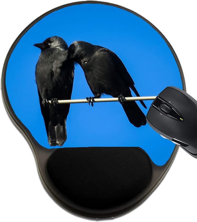 MSD Mousepad Wrist Rest Protected Mouse Pads/Mat with Wrist Support Design for Bird Black Crow Beak Nature Raven Wildlife Wild Feather Animal Rook Dark Cl