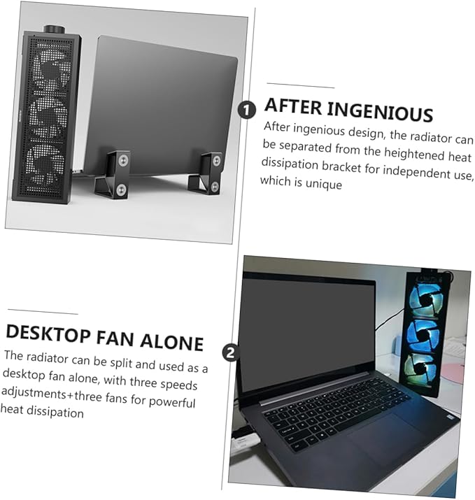 Angoily RGB Laptop Cooling Pad with Height Ergonomic Notebook Stand for Gaming and Work Quiet Fans Durable Design Reduces Neck and Eye Strain
