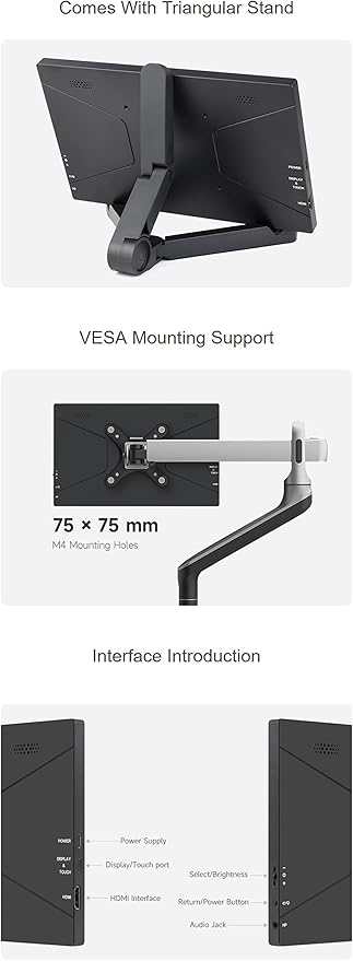 10.1inch 1280×800 IPS Capacitive Touch Display for Raspberry Pi 5/4B/3B/Zero/Zero W/Zero 2W/Pico/Pico W/Pico WH Jetson Nano VisionFive2 PC and Smartphone (10.1HP-CAPLCD Monitor)
