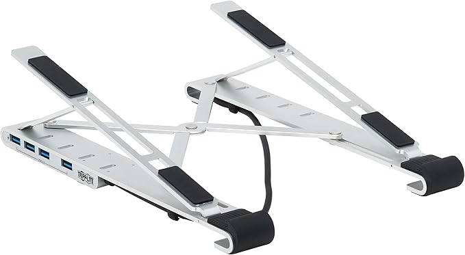 Tripp Lite Inclined Laptop Stand USB-C Hub Four USB-A Ports USB 3.2 Gen 1 5 Gbps Data Transfer 100W Power Delivery Charging 20V 5A Sturdy Adjustable/Foldable Stand 1-Year Warranty (U460-ST4-4A-C)