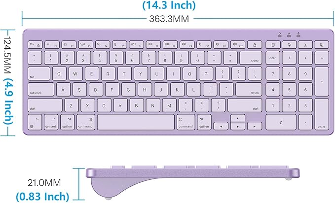 OMOTON Wired Keyboard Compatible with Mac with Dual Interface (USB and Type-C) Numeric Keypad Compatible with MacBook Pro/Air iMac Mac mini/Pro Laptop Purple