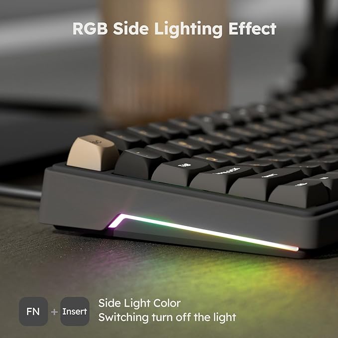 RK ROYAL KLUDGE R87 Pro Wired Mechanical Keyboard with Hot Swappable Knob 75% Creamy Gaming Keyboard 88 Keys TKL Gasket Mounted RGB Backlit with QMK/VIA MDA Profile Linear Creamy Switch Black