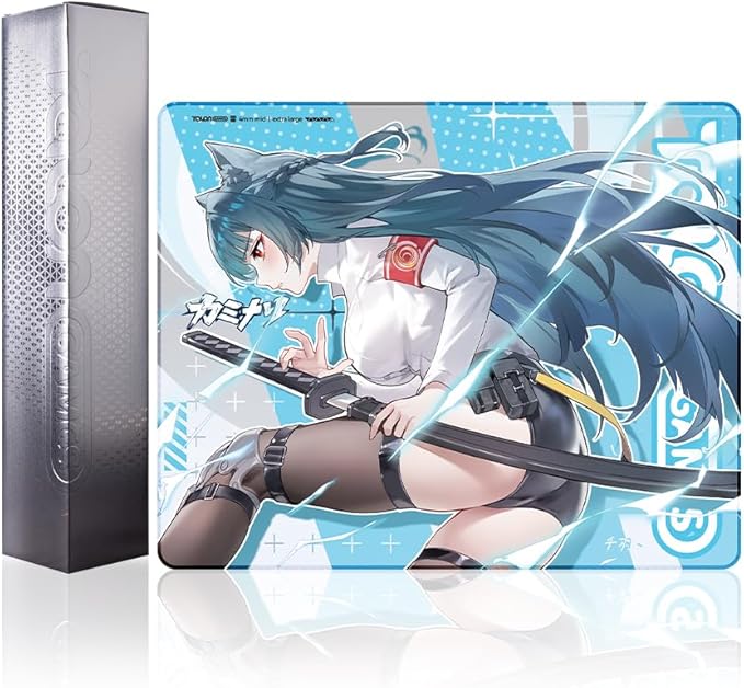 TALONGAMES Gaming Mouse Pad – Esports Professional Mouse Mat 4mm Medium Rubber Base Anti-Slip &amp Water-Absorbent Anime Design Durable Anti-Fray Edge High Glide Speed L Size 19.3×16.5 (雷 Serie