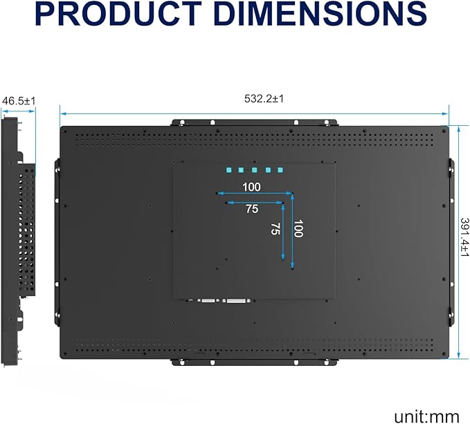 21.5 Inch FHD Capacitive Touch Screen Monitor10-Point Multi-Touch Industrial Display with HD-MIVGAVESA Mounting Open Bracket InstallationOpen Frame Touch Monitor