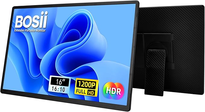 Portable Monitor for Laptops - Dual 16 IPS FHD 1200P Extended Dual Monitor for Laptop Compatible with Windows Mac Travel Work