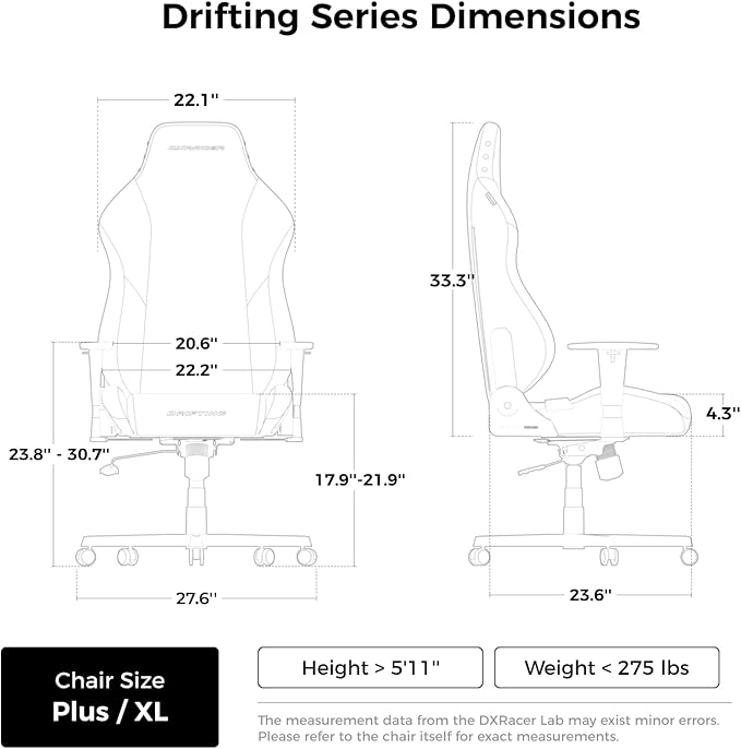 DXRacer Drifting XL Ergonomic Video Gaming Chair with Lumbar Support and Headrest Reclining Computer Gaming Chairs for Adults Racing Style (EPU Leatherette Speed)