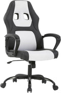 Office Chair Ergonomic Gaming Chair High Back Computer Desk Chair with Lumbar Support Adjustable PU Leather Gamer Chair Comfortable Racing Style for Adults Teens Kids (Classic Version White)