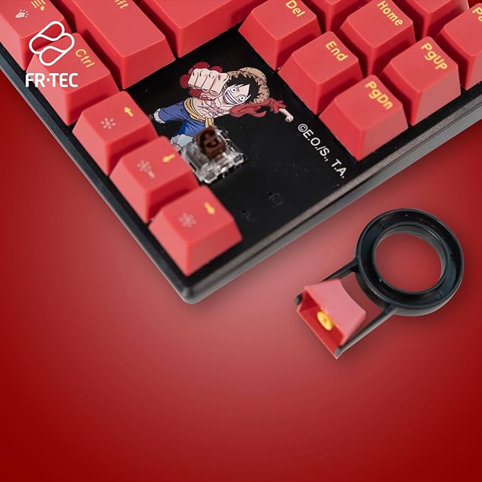 FRTEC - TKL Wired Mechanical Keyboard One Piece Luffy Touch Brown Anti-Ghosting Compatible with PC Mac PS5 Switch Xbox Series X/S (QWERTY) (One Piece Keyboard)
