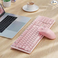 V3 Wireless Keyboard and Mouse with Single Backlit Metal Panel Bluetooth/2.4G Rechargeable Computer Keyboard and Mouse Combo Silent Lighted Full Size Cute Keyboards-Pink