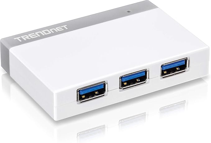 TRENDnet 4-Port USB 3.0 Ultra-Mini Hub 1M (3ft. USB 3.0 Cable) Up to 5Gbps Power Adapter Included Plug &ampPlay Backwards Compatibility with USB 2.0/USB 1.1 TU3-H4