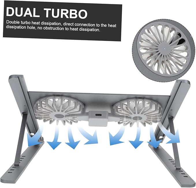jojofuny Laptop Cooling Stand Anodized Aluminum Alloy Laptop Cooler Gear Height Adjustment Ergonomic Design for Gaming Work Low Noise and Efficient Heat Dissipation