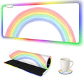AIMSA RGB Gaming Mouse Pad Large Keyboard Mousepad Led Extended 35.4 x 15.8 inch Non-Slip Rubber Base with 14 Lighting Modes Big Desk Mat Waterproof White Rainbow