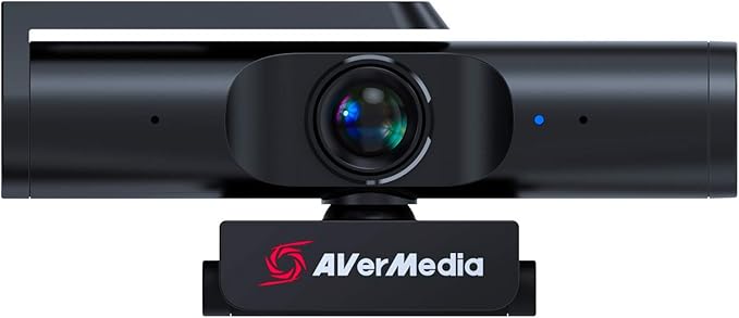 AVerMedia Live Streamer CAM 513-4K 30 fps UHD Ultra Wide Angle Webcam with Fixed-Focus Glass Lens for Indoor Lighting Works with OBS Zoom Black