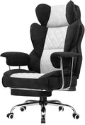 GTPLAYER Gaming ChairOffice Chair with Pocket Spring Lumbar Support Ergonomic Comfortable Wide Office Desk Computer Chair with Outward Fixed Soft Armrests and Footrest (Fabric Black &amp Gray)