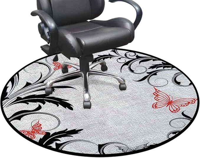 Multicolor Washable Round Area Rug -Non-Slip Distressed Circle Rug Non-Shedding Entryway Carpet for Bedroom Laundry Kitchen Decor Antique Design Oriental Flowers Geometric Diameter 39.4 in