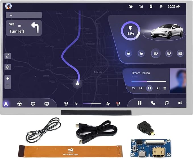 1024 × 600 Resolution 7inch IPS Display Integrated Thin and Light Screen for Raspberry PiJetson NanoWindows PCSupport Windows/Linux/Android System170° Wide Viewing Angle